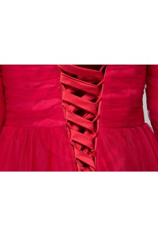 Satin Scoop Floor Length Three-quarter A-line Dress with Rhinestone