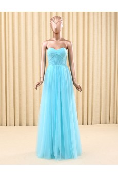 Tulle Sweetheart Floor Length Sleeveless A-line Dress with Ruched