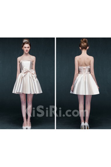 Satin Strapless Mini/Short Sleeveless A-line Dress with Bow