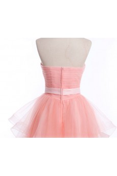 Tulle, Satin Sweetheart Mini/Short Sleeveless Ball Gown Dress with Rhinestone