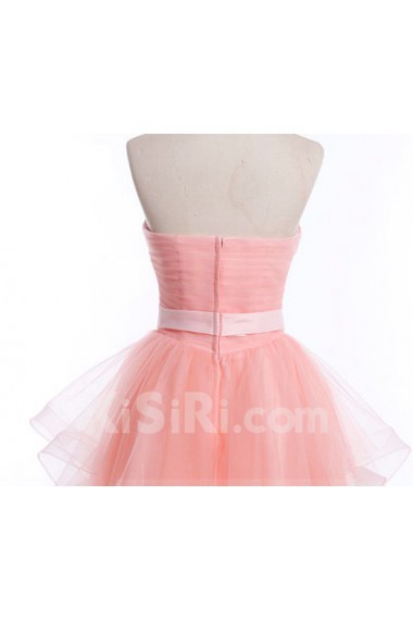 Tulle, Satin Sweetheart Mini/Short Sleeveless Ball Gown Dress with Rhinestone