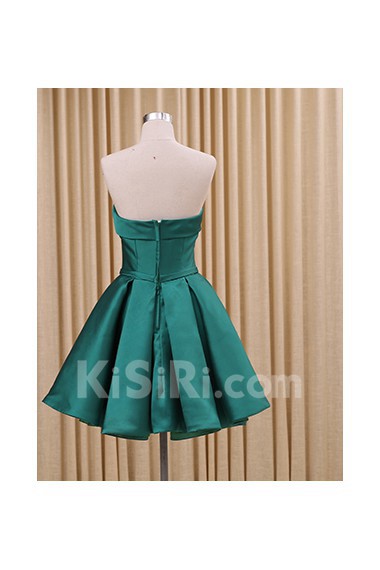 Tulle, Satin Strapless Mini/Short Sleeveless A-line Dress with Bow