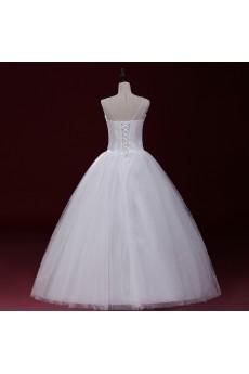 Tulle Sweetheart Floor Length Sleeveless Ball Gown Dress with Handmade Flowers, Sequins