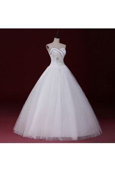 Tulle Sweetheart Floor Length Sleeveless Ball Gown Dress with Sequins, Rhinestone