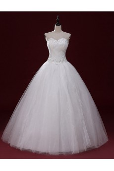 Lace, Tulle Sweetheart Floor Length Sleeveless Ball Gown Dress with Applique, Rhinestone