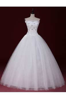 Lace, Tulle Sweetheart Floor Length Sleeveless Ball Gown Dress with Applique, Pearl