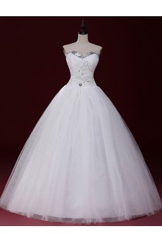 Tulle Sweetheart Floor Length Sleeveless Ball Gown Dress with Applique, Sequins
