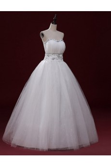 Lace, Tulle Sweetheart Floor Length Sleeveless Ball Gown Dress with Rhinestone