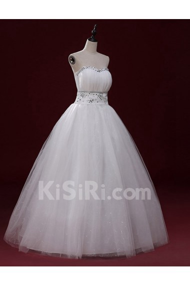 Lace, Tulle Sweetheart Floor Length Sleeveless Ball Gown Dress with Rhinestone