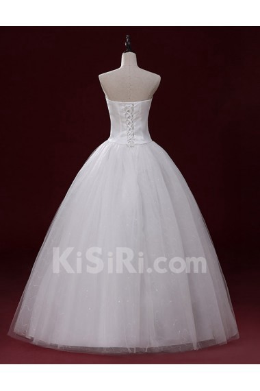 Lace, Tulle Strapless Floor Length Sleeveless Ball Gown Dress with Handmade Flowers, Rhinestone