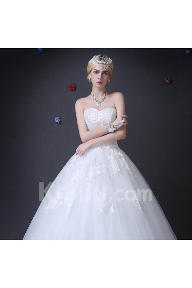 Tulle Sweetheart Floor Length Sleeveless Ball Gown Dress with Beads