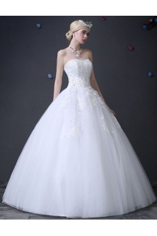Tulle Sweetheart Floor Length Sleeveless Ball Gown Dress with Beads