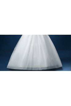 Organza Strapless Floor Length Sleeveless Ball Gown Dress with Flower