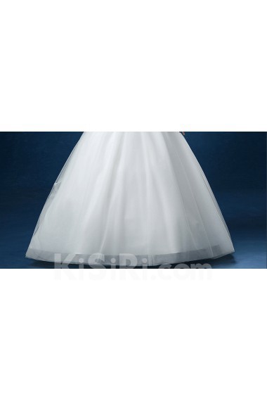 Organza Strapless Floor Length Sleeveless Ball Gown Dress with Flower