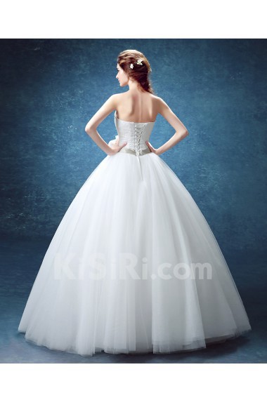 Lace, Tulle, Satin Sweetheart Floor Length Sleeveless Ball Gown Dress with Bow