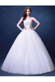 Organza Sweetheart Floor Length Sleeveless Ball Gown Dress with Pearl