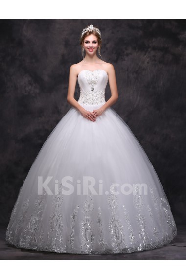 Lace Sweetheart Floor Length Sleeveless Ball Gown Dress with Beads