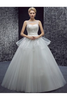 Tulle Jewel Floor Length Sleeveless Ball Gown Dress with Sequins, Beads