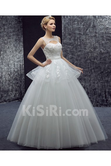 Tulle Jewel Floor Length Sleeveless Ball Gown Dress with Sequins, Beads