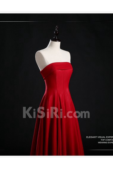 Satin Strapless Floor Length Sleeveless A-line Dress