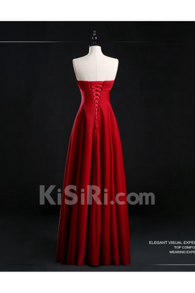 Satin Strapless Floor Length Sleeveless A-line Dress