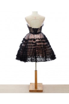 Lace, Tulle Jewel Mini/Short Sleeveless Ball Gown Dress with Bow