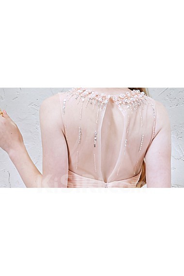 Chiffon Jewel Mini/Short Sleeveless A-line Dress with Rhinestone