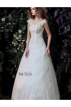 Tulle, Lace V-neck Floor Length Cap Sleeve Ball Gown Dress with Sequins, Rhinestone