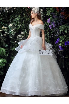 Tulle, Lace Off-the-Shoulder Floor Length Ball Gown Dress with Embroidered