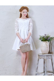 Lace Scoop Mini/Short Three-quarter A-line Dress