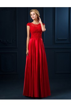 Tulle, Lace Jewel Floor Length Cap Sleeve A-line Dress with Bead