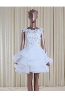 Tulle, Satin Scoop Mini/Short Sleeveless Ball Gown Dress with Rhinestone