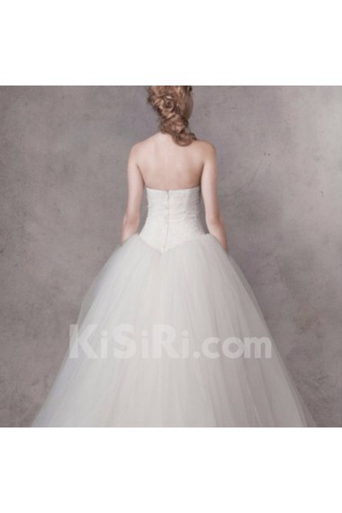 Tulle, Lace Sweetheart Sweep Train Sleeveless Ball Gown Dress