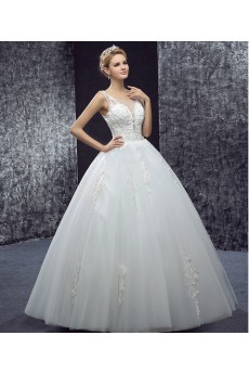 Lace, Tulle Scoop Floor Length Sleeveless Ball Gown Dress with Sequins