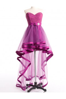 Tulle, Satin Sweetheart Mini/Short Sleeveless A-line Dress with Bow
