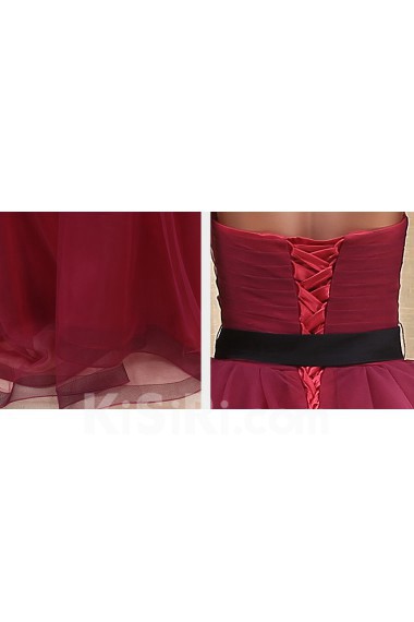 Organza Sweetheart Floor Length Sleeveless A-line Dress with Bow