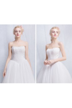 Tulle, Lace Strapless Floor Length Sleeveless A-line Dress