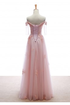 Lace, Tulle Off-the-Shoulder Floor Length Half Sleeve A-line Dress