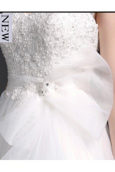 Tulle, Lace V-neck Floor Length Sleeveless A-line Dress with Beads, Sash