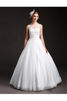 Tulle, Lace Bateau Floor Length Sleeveless Ball Gown Dress with Sequins