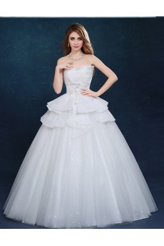Tulle, Lace Scallop Floor Length Sleeveless Ball Gown Dress with Rhinestone
