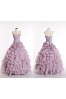 Tulle, Satin Sweetheart Floor Length Sleeveless A-line Dress with Ruched