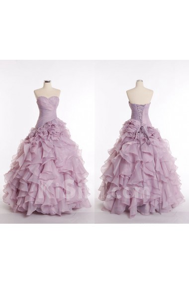 Tulle, Satin Sweetheart Floor Length Sleeveless A-line Dress with Ruched