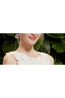 Organza, Satin Jewel Mini/Short Sleeveless A-line Dress with Flower