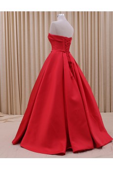 Tulle, Satin Strapless Floor Length Sleeveless Ball Gown Dress with Bow