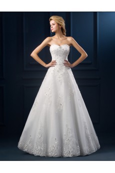 Tulle, Lace Sweetheart Floor Length Sleeveless A-line Dress with Rhinestone