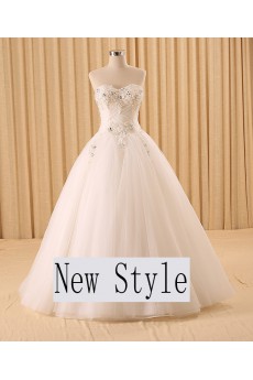 Organza Sweetheart Floor Length Sleeveless Ball Gown Dress with Beads