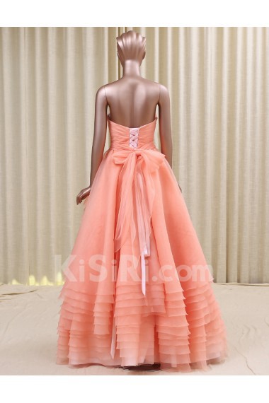 Organza Sweetheart Floor Length Sleeveless Ball Gown Dress with Ruched