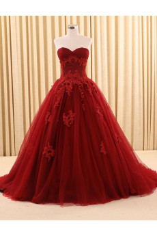 Tulle Sweetheart Chapel Train Sleeveless Ball Gown Dress with Sequins