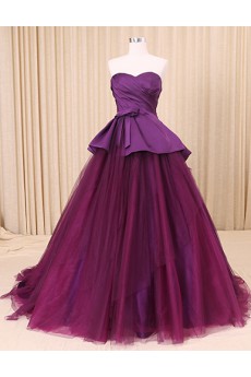 Tulle, Satin Sweetheart Sweep Train Sleeveless Ball Gown Dress with Bow